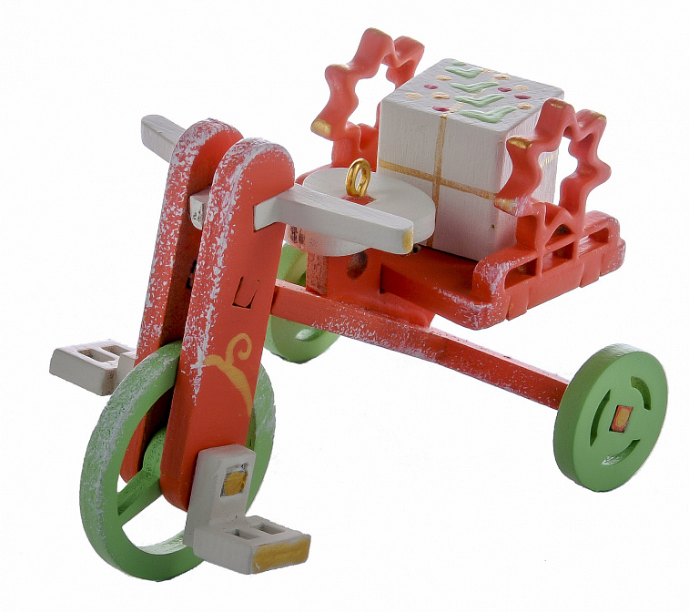 Игрушка деревянная "IDH Center" Детский велосипед с багажником 410-3 Star