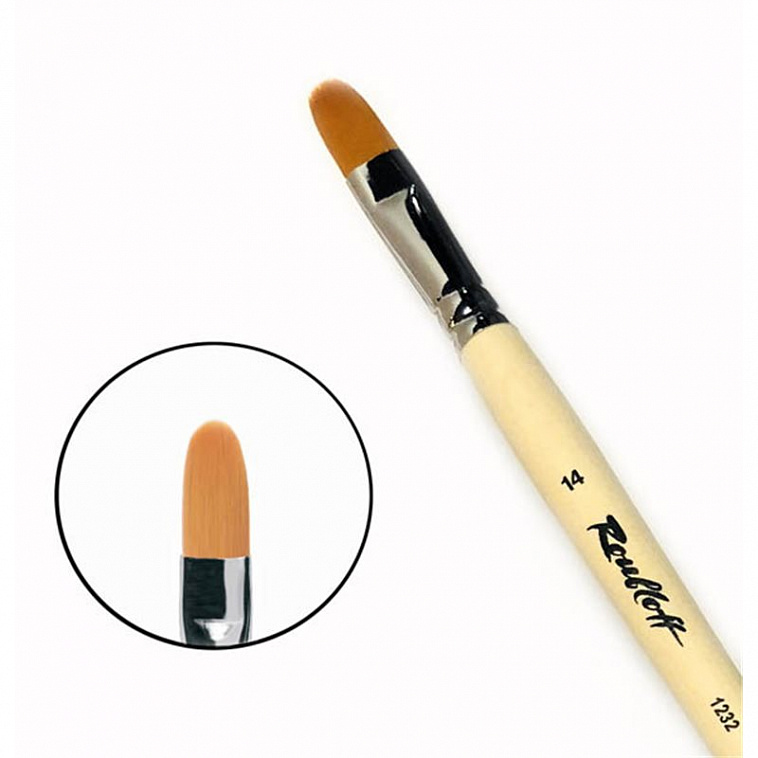 Кисть синтетика №14 овальная Roubloff "1232" длинная ручка п/лак 606x758