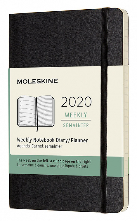 Еженедельник Moleskine "Classic Soft WKNT" Pocket 9х14 см 144 стр., обложка мягкая черная