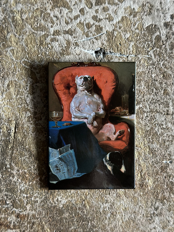 Магнит сувенирный "Мопс в кресле" 606x758