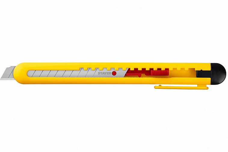 Нож из АБС пластика Stayer QUICK-9, сегмент. лезвия 9 мм 606x758