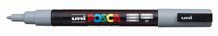Маркер UNI "POSCA" PC-3M, 0,9-1,3 мм, наконечник пулевидный, №37 цвет серый 606x758