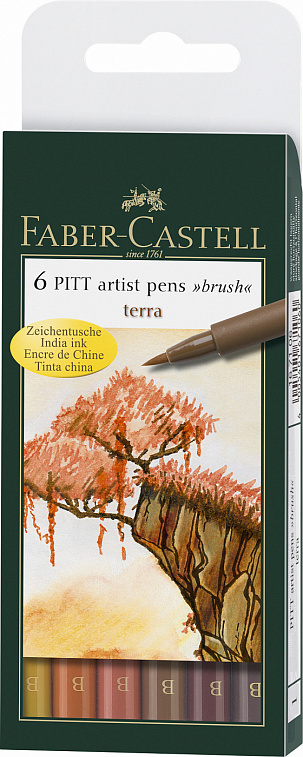 Набор маркеров профессиональных Faber-castell "Pitt Terra" 6 цв