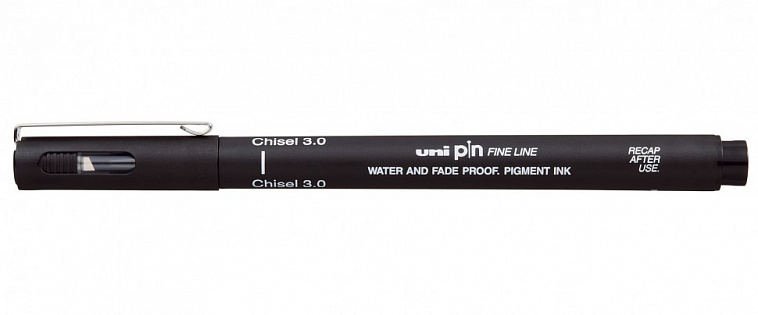 Маркер для каллиграфии Uni PIN 200(S) №3, черный 606x758