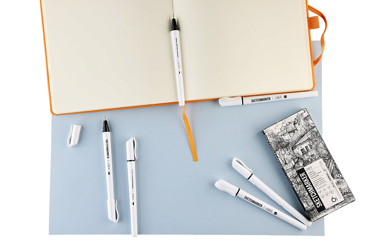 Набор ручек капиллярных SKETCHMARKER 6шт (0.05, 0.1, 0.2, 0.3, 0.4, 0.5мм) NEW 606x758
