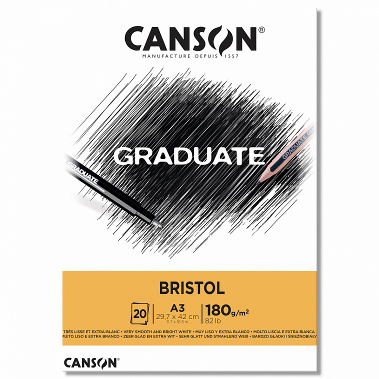 Альбом-склейка для смешанных техник Canson "Graduate Bristol" 29,7x42 см 20 л 180 г 606x758