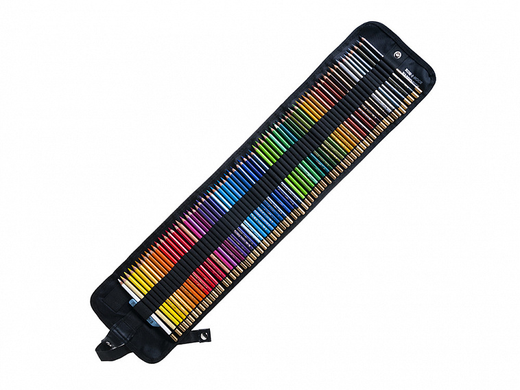 Набор карандашей цветных Koh-I-Noor "Polycolor" 72 шт, черный пенал-рулон текстильный на кнопке