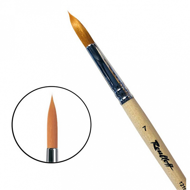 Кисть синтетика №7 круглая Roubloff "1210" короткая ручка п/лак 606x758