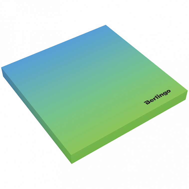 Блок самоклеящийся Berlingo "Ultra Sticky.Radiance" 75*75 мм, 50 л, голубой/зеленый градиент