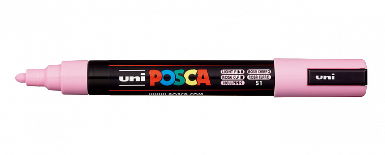 Маркер UNI "POSCA" PC-5M, 1,8-2,5 мм, наконечник пулевидный, цвет светло-розовый 606x758