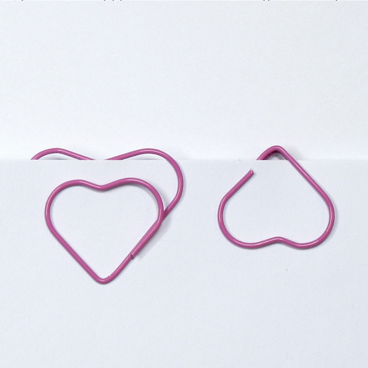 Скрепки фигурные Глобус сердечко L28 мм 12 шт., пластик. коробка, европодвес, розовая