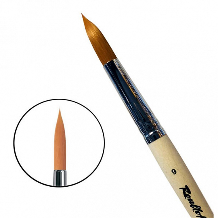 Кисть синтетика №9 круглая Roubloff "1210" короткая ручка п/лак 606x758