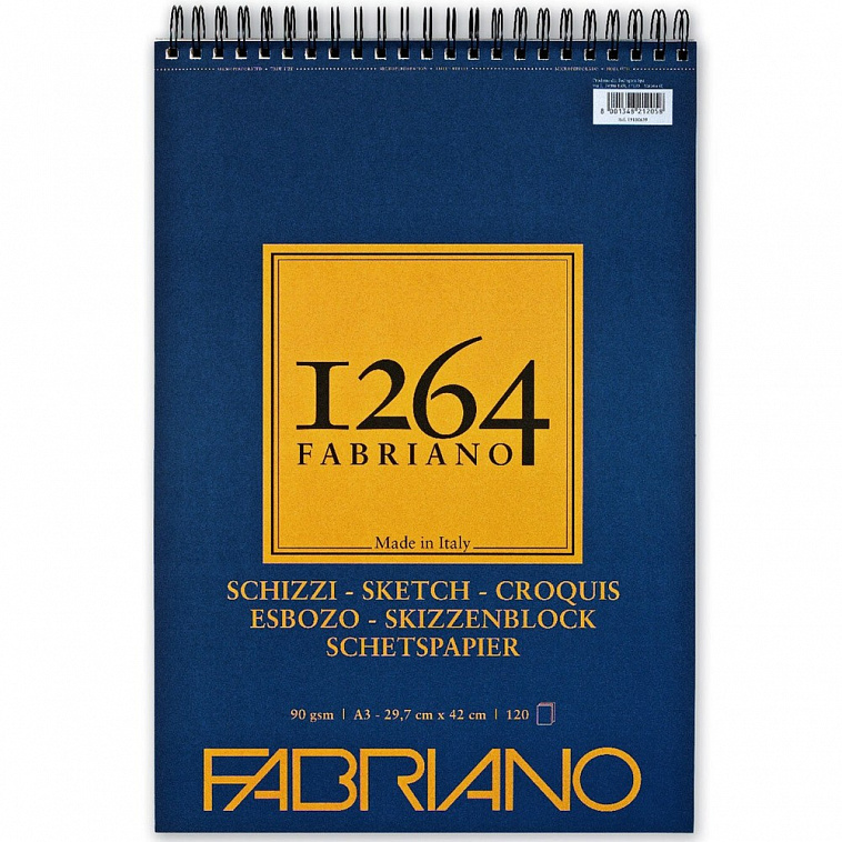 Альбом для графики на спирали Fabriano "1264 SKETCH" 29,7х42 см  120 л 90 г