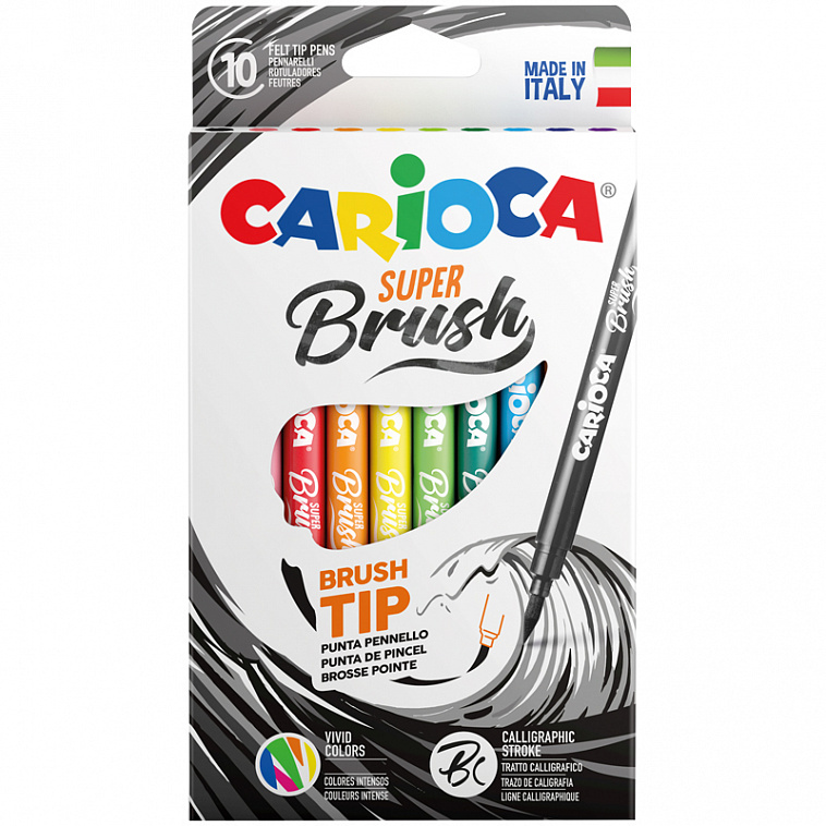 Набор фломастеров-кисть Carioca "Super Brush" 10 цв, смываемые, картон, европодвес 606x758