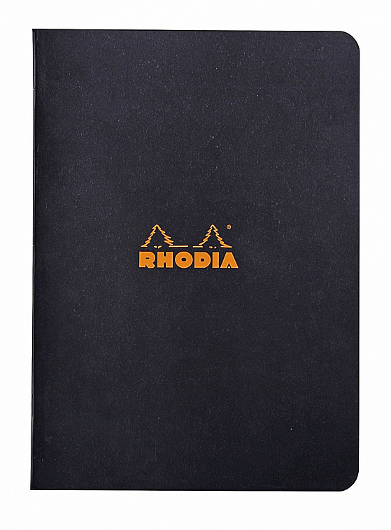 Тетрадь в линейку на скобах Clairefontaine "RHODIA" А5, 48 л, обложка черная