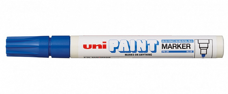 Маркер-краска Uni "Paint" PX-20, 2,2-2,8 мм, алюминиевый корпус, синий 606x758