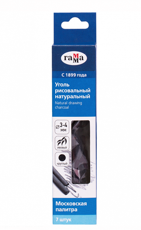 Набор угля рисовального Гамма "Москвовская палитра" 7 шт D 3-4 мм, 120 мм, круглый