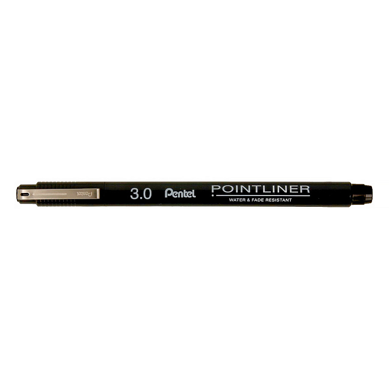 Линер Pentel Pointliner Calligraphy 3 мм ,  черные чернила 606x758