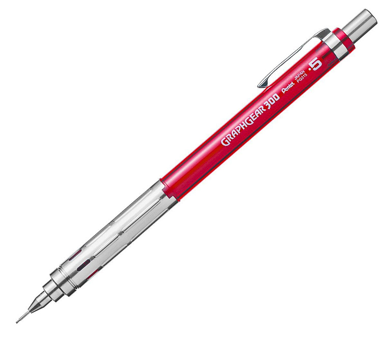 Карандаш механический Pentel "GraphGear 300" 0,5 мм, красный корпус 606x758