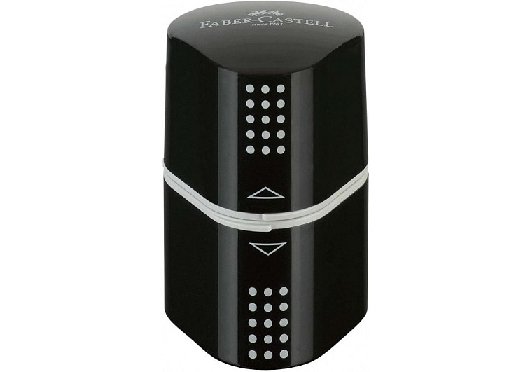 Точилка пластиковая Faber-Castell "Trio Grip 2001" 3 отверстия, 2 контейнера, черная 606x758