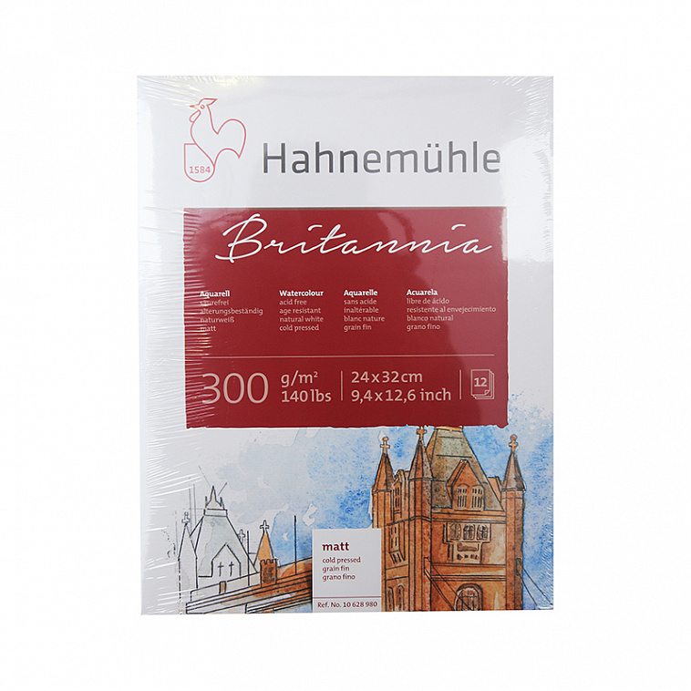 Альбом-склейка для акварели Hahnemuhle "Britannia" 24x32 см 12 л 300 г, гладкая, целлюлоза 100%