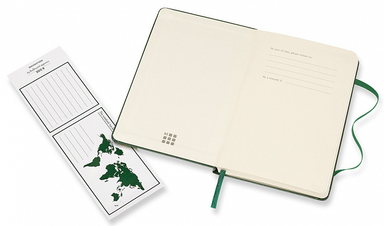 Записная книжка, пунктир Moleskine "Classic" Pocket 90х140 мм 192 стр., твердая обложка зеленая