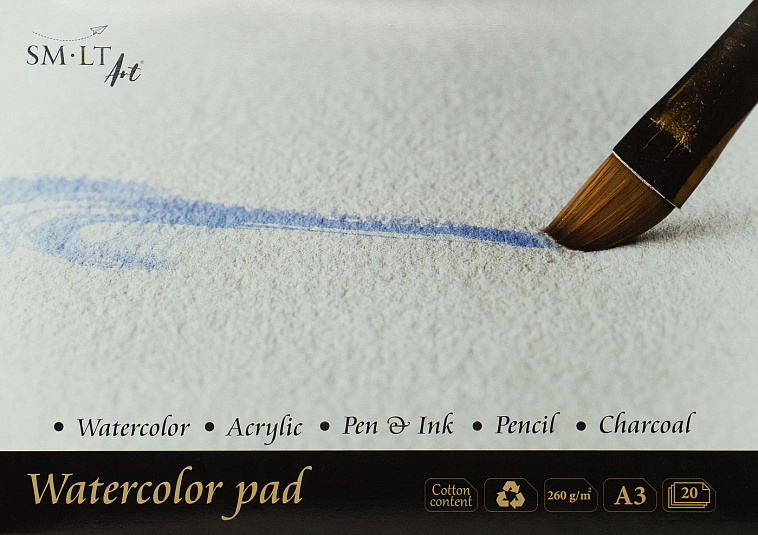 Альбом-склейка для акварели SMLT Watercolor pad А3 20 л 260 г