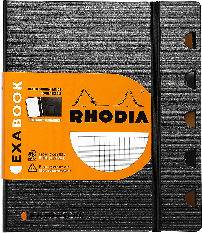 Блокнот в линейку Rhodia "Rhodiactive" 16х21 см 80 л с микроперфорацией 80 г, черный, листы: белые