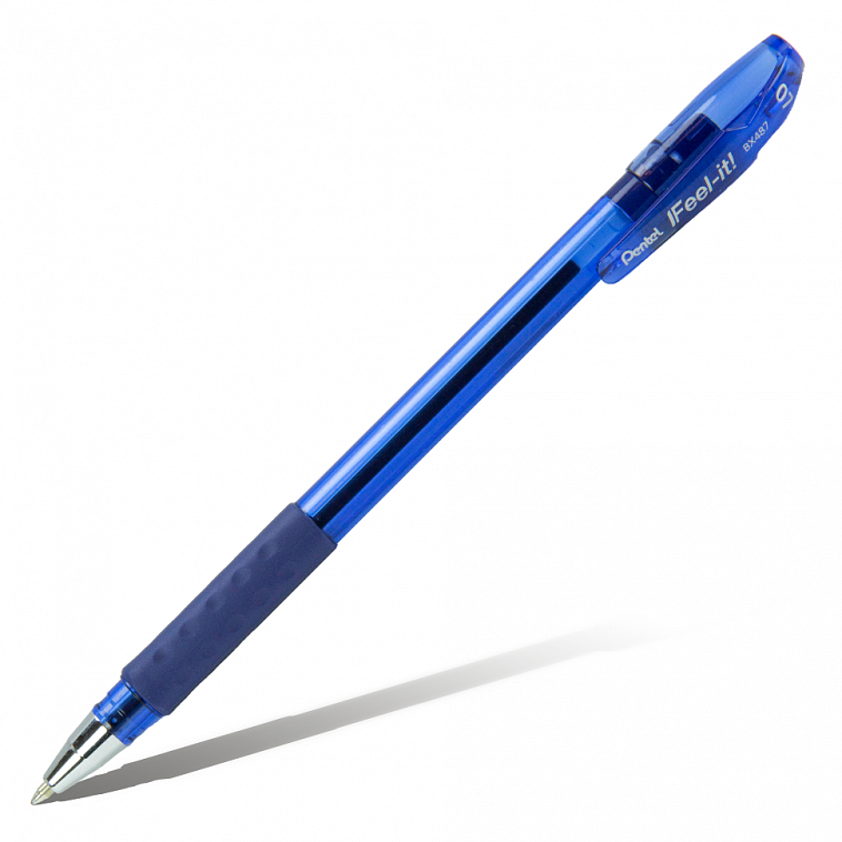 Ручка шариковая Pentel Feel it!, 0,7 мм, метал. наконечник, 3-х гранная зона захвата, синий стержень 606x758