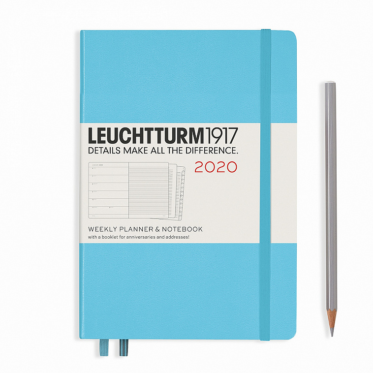 Еженедельник 2020 с записной книжкой Leuchtturm1917 А5, светло-голубой с доп. буклетом