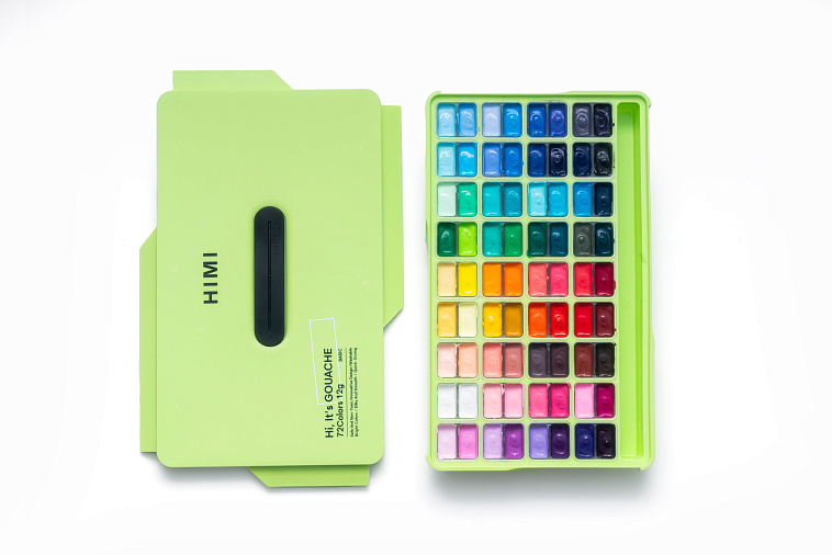 Набор гуаши "HIMI" зеленое яблоко 72 цвета по 12 грамм 606x758