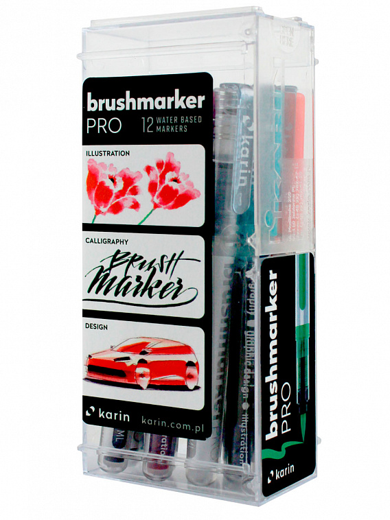 Набор маркер-кистей Karin "Brushmarker Pro" Базовые цвета 12 цв.