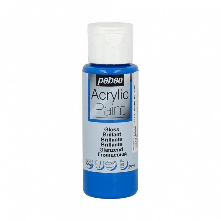 Акрил для декора Pebeo "Acrylic Paint" 59 мл, глянцевый, синий ультрамарин 606x758