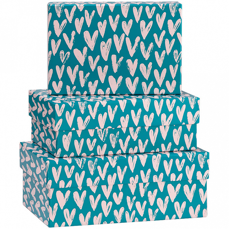 Набор прямоугольных коробок 3в1, MESHU "Hearts", (19*12*7,5-15*10*5см) 606x758