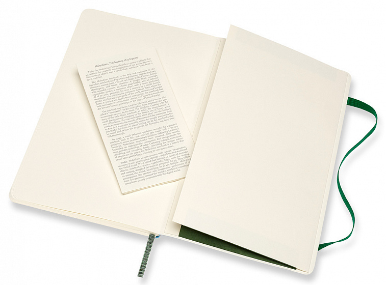 Записная книжка, пунктир Moleskine "Classic Soft" Large 13х21 см 192 стр., обложка мягкая зеленая 606x758
