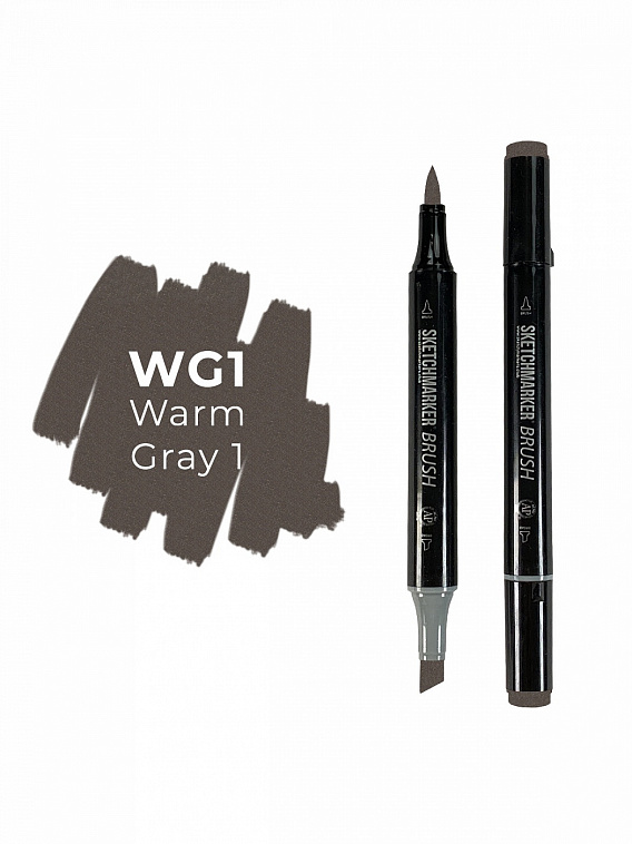 Маркер двухсторонний на спиртовой основе Sketchmarker Brush Цвет Теплый серый 1 606x758