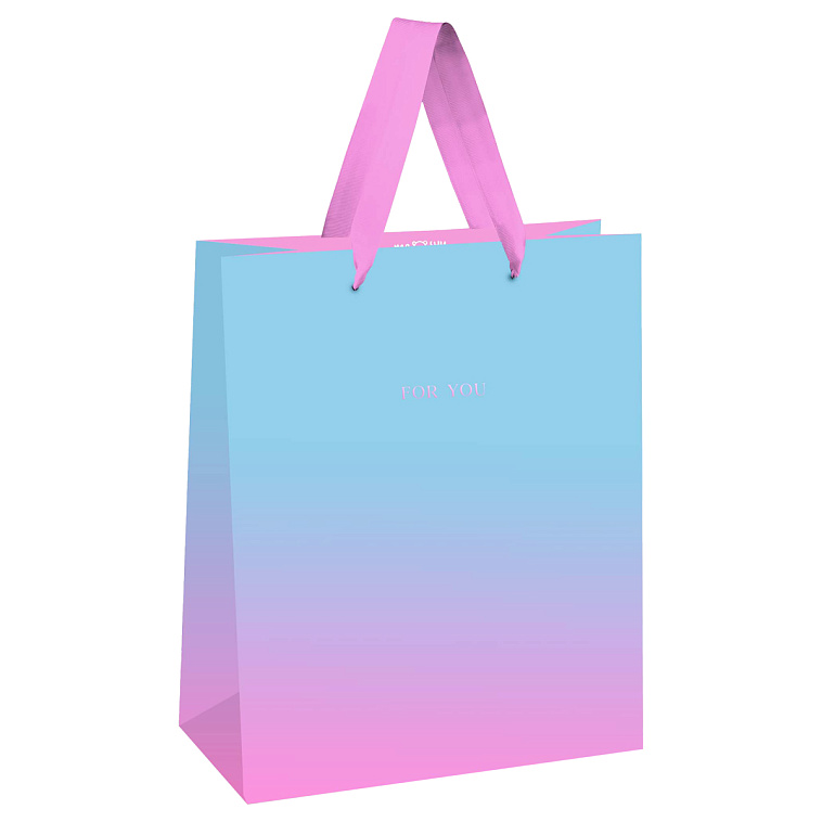 Пакет подарочный MESHU "Duotone. Light blue-Pink gradient" 18*23*10 см, отд. фольгой, матовая ламина 606x758