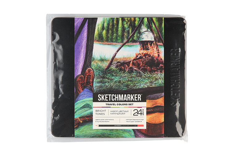Набор карандашей цветные Sketchmarker "Путешествия", 24 цвета, жестяной пенал 606x758