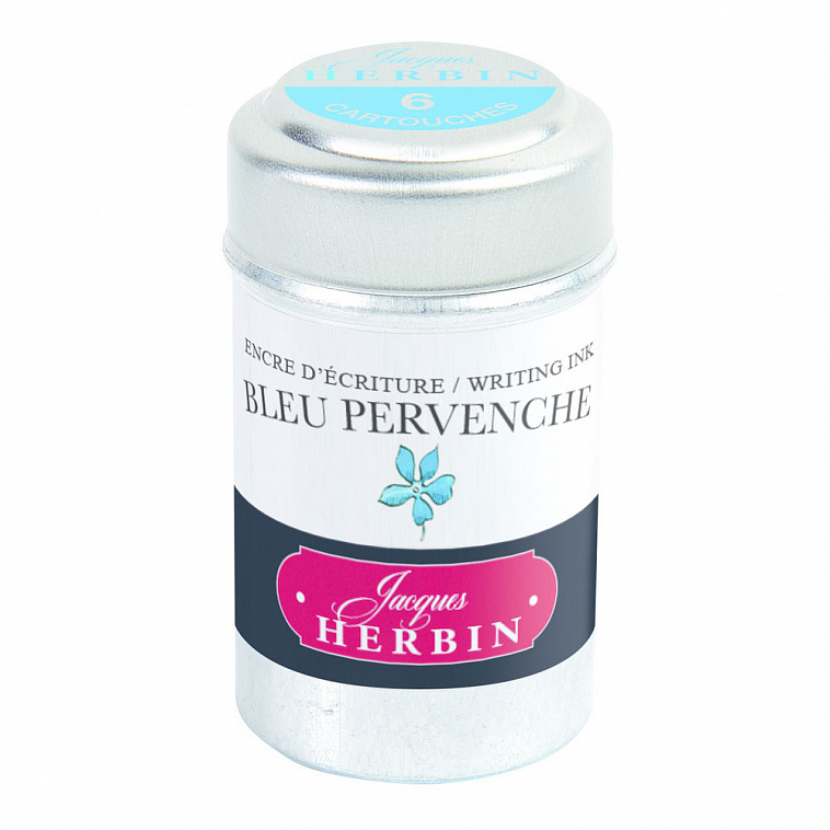 Набор картриджей для перьевой ручки Herbin,  Bleu pervenche Голубой, 6 шт 606x758