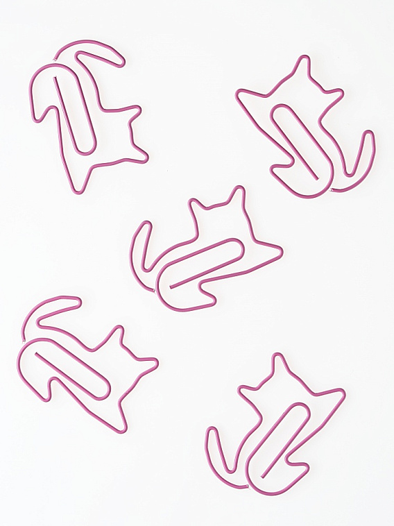 Скрепки фигурные Globus - кошка 45 мм 12 шт. пластик. коробка, европодвес, розовые 606x758