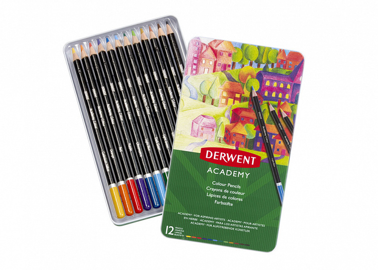Набор карандашей цветных Derwent "Academy" 12 цв в метал кор  