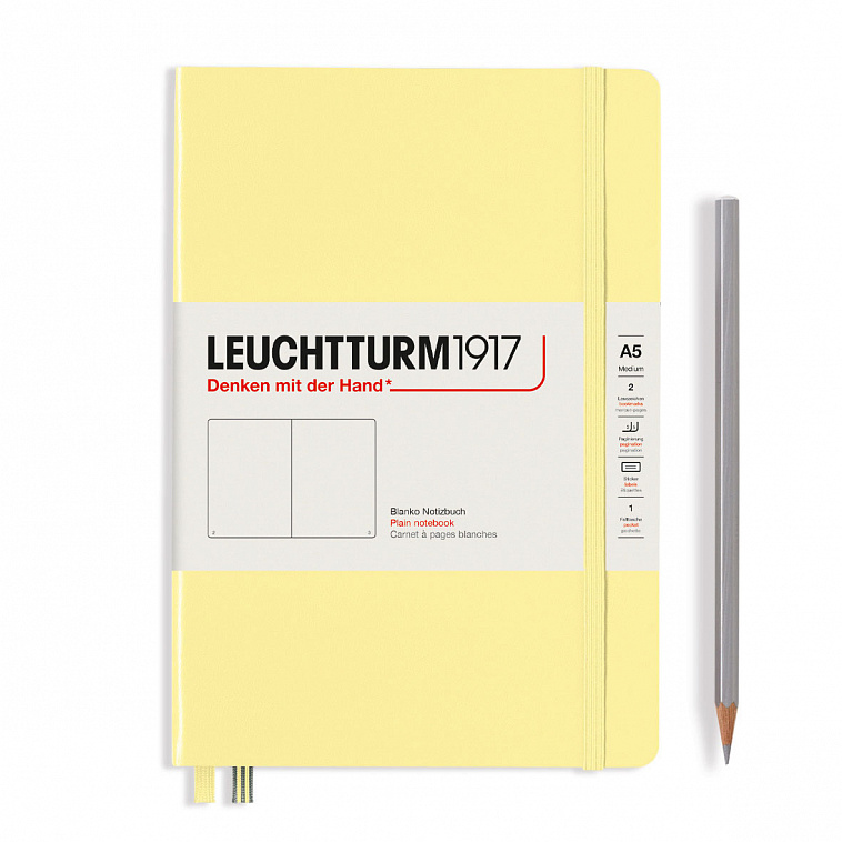 Записная книжка нелинованная Leuchtturm A5 251 стр., твёрдая обложка, ванильный