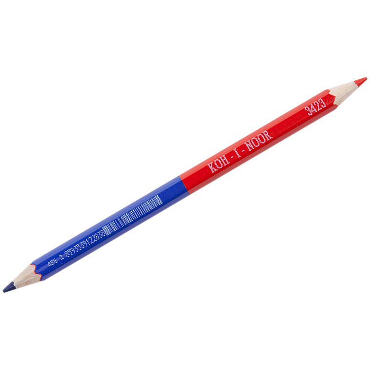 Карандаш двухцветный Koh-I-Noor, синий-красный, утолщенный 606x758