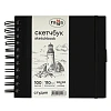 Скетчбук на спирали Гамма "Студия" 15х15 см 100 л 110 г, черный, твердая обложка, на резинке, слон 1