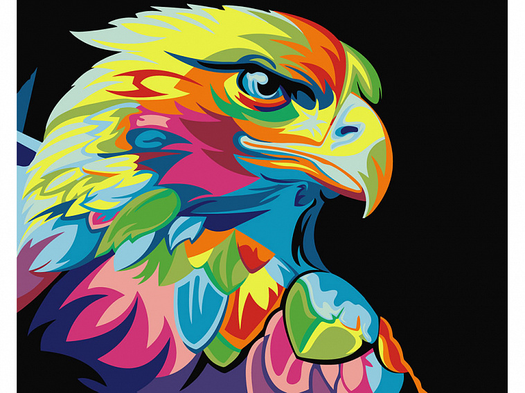 Набор для живописи по номерам Артвентура "Радужный орел Ваю Ромдони" холст на подрамнике 40х50 см