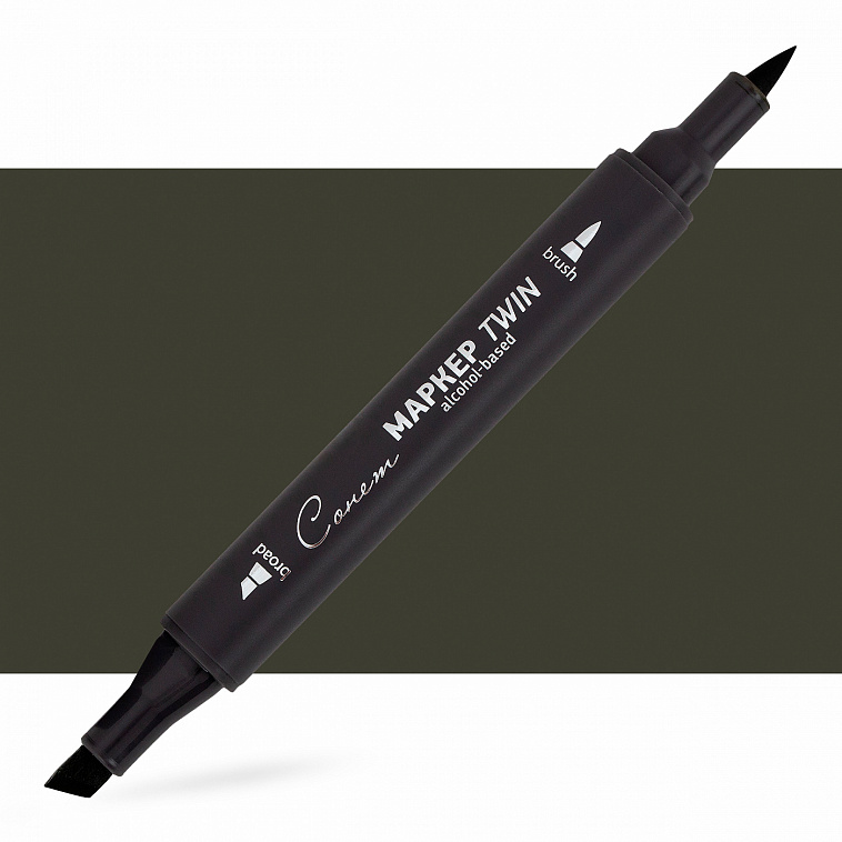 Маркер спиртовой Сонет "TWIN Brush" Черно-оливковый 606x758