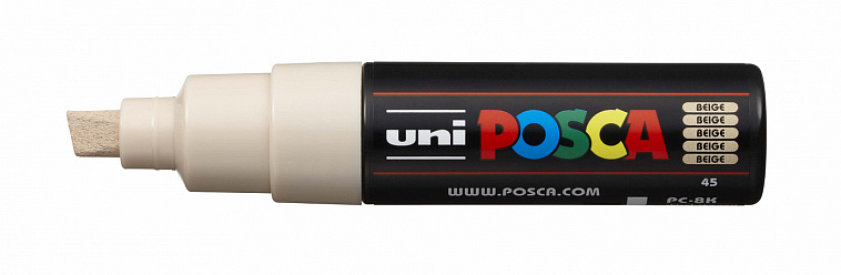 Маркер UNI "POSCA" PC-8K, до 8,0 мм, наконечник скошенный, цвет бежевый 606x758
