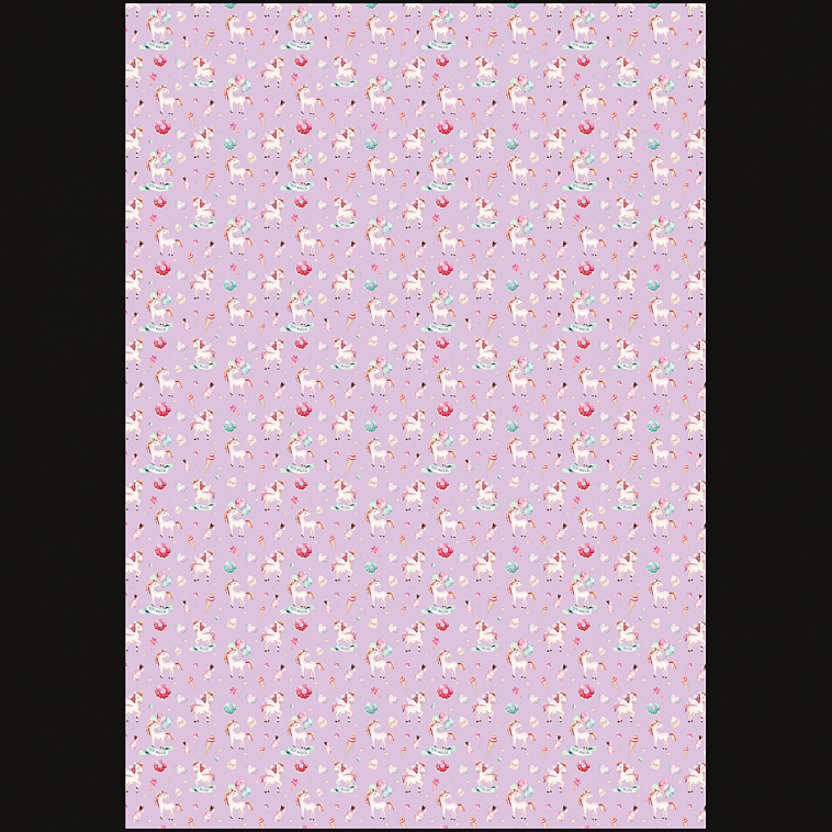 Упаковочная бумага глянцевая MESHU "Единорожки" 70*100 см 80 г 606x758