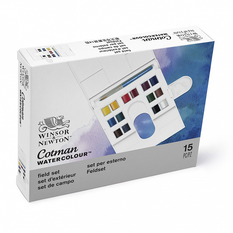 Набор акварели Winsor&Newton "Cotman" 14 мал кювет + кисть в пласт кор 