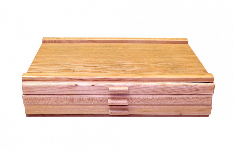 Ящик деревянный (вяз) с ячейками трехсекционный 40х24х7 см